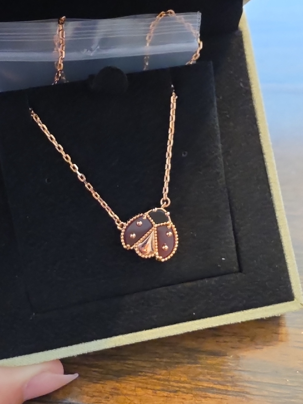 VC & A Rose Gold Ladybug Pendant Necklace - Women Jewelry